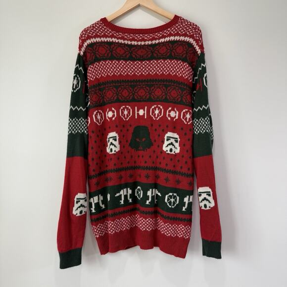 Junk Food Men’s Star Wars Fair Isle Holiday Ugly Christmas Sweater Sz XL Darth - Picture 9 of 9